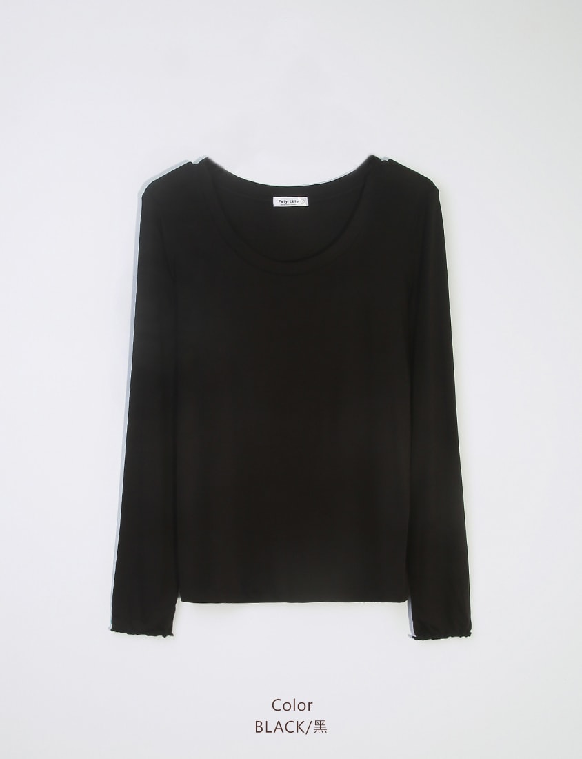 Sheer Tencel Wool Crew Neck Plus Size Long Sleeve Top