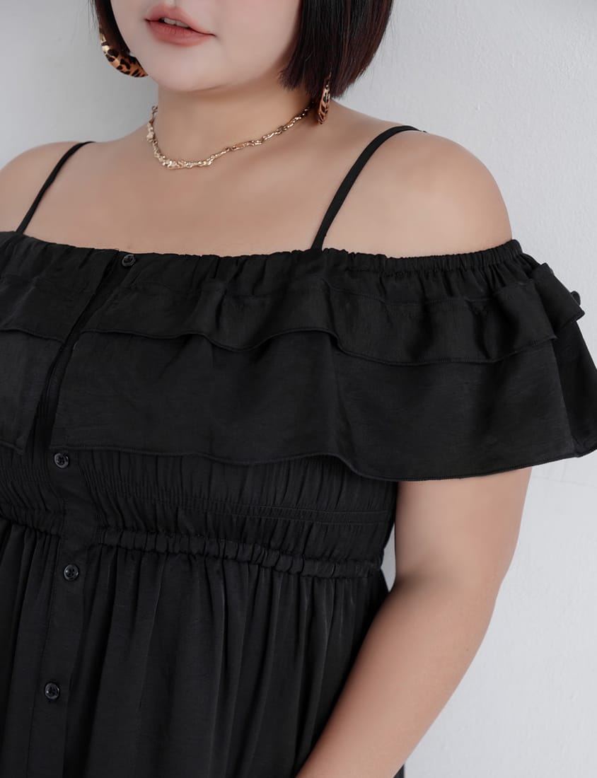 MUA! Ruffle Button Front Plus Size Maxi Dress