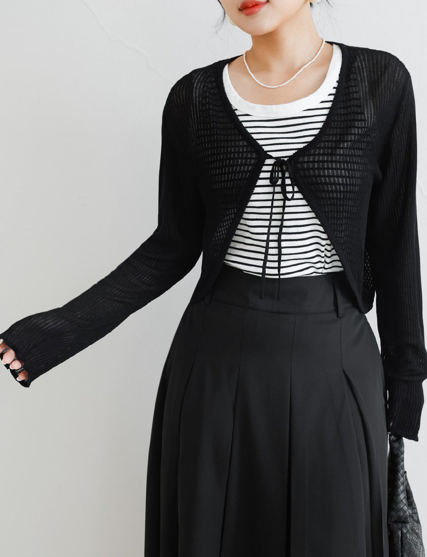 MISS. Lyocell Icy Silk Knit Plus Size Cropped Cardigan