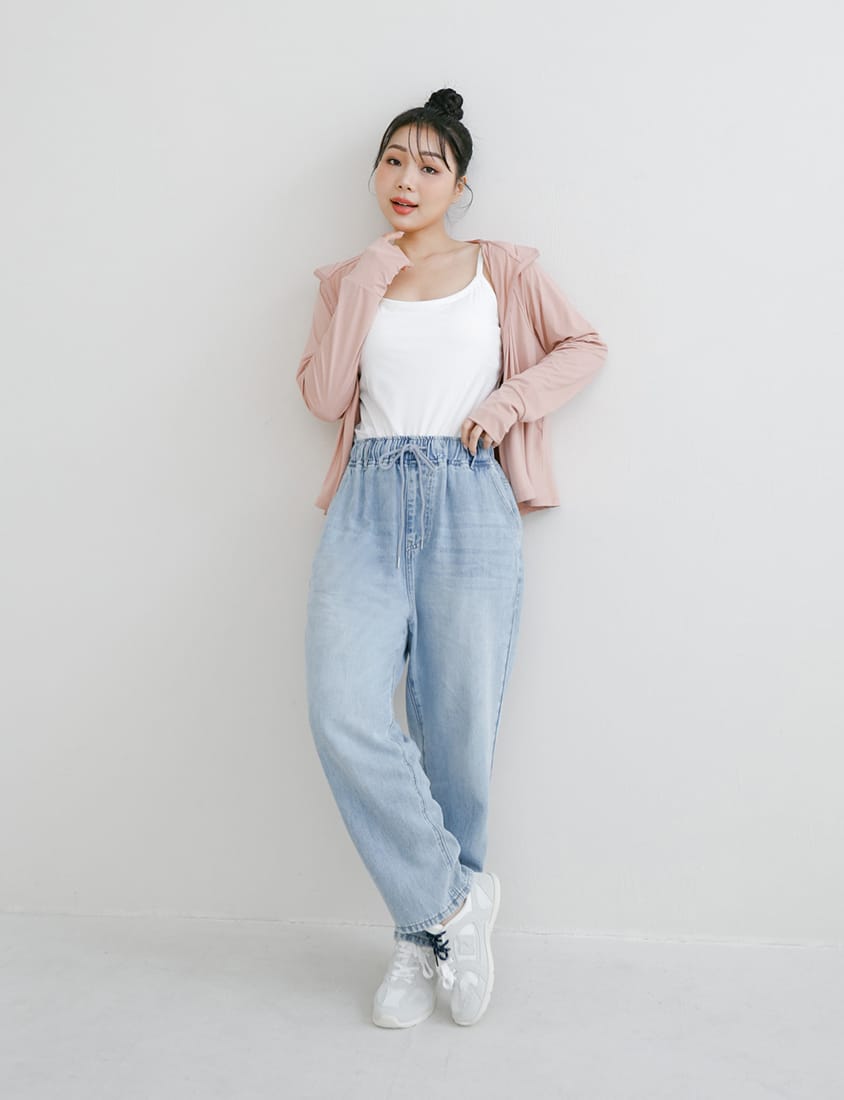 Lyocell Silky Denim Elastic Waist-Tie Plus Size Harem Jeans