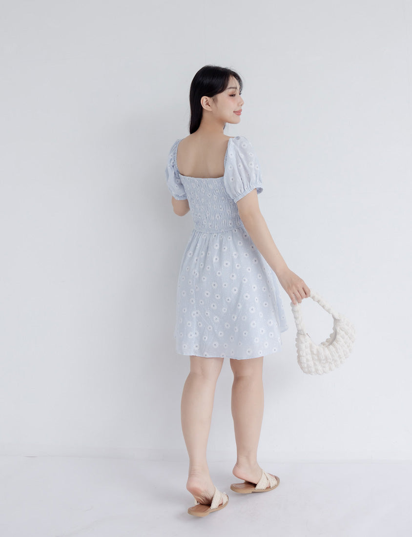 Cottagecore Two Way Floral Puff Sleeve Plus Size Mini Dress
