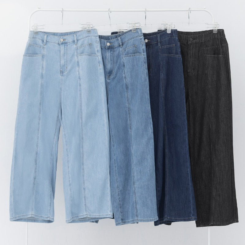 Standard Stitch Detail Plus Size Wide-Leg Jeans