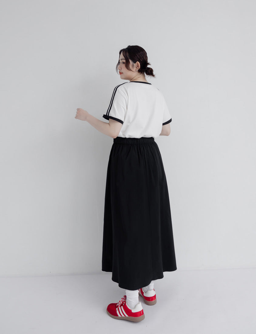 Cooling Tech Full Elastic Drawstring Plus Size Maxi Skirt