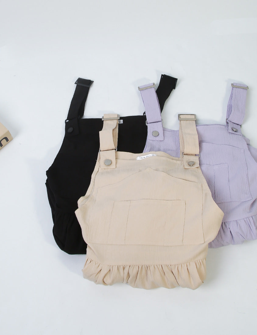 Adjustable Crinkled Utility Pockets Plus Size Cami Dress