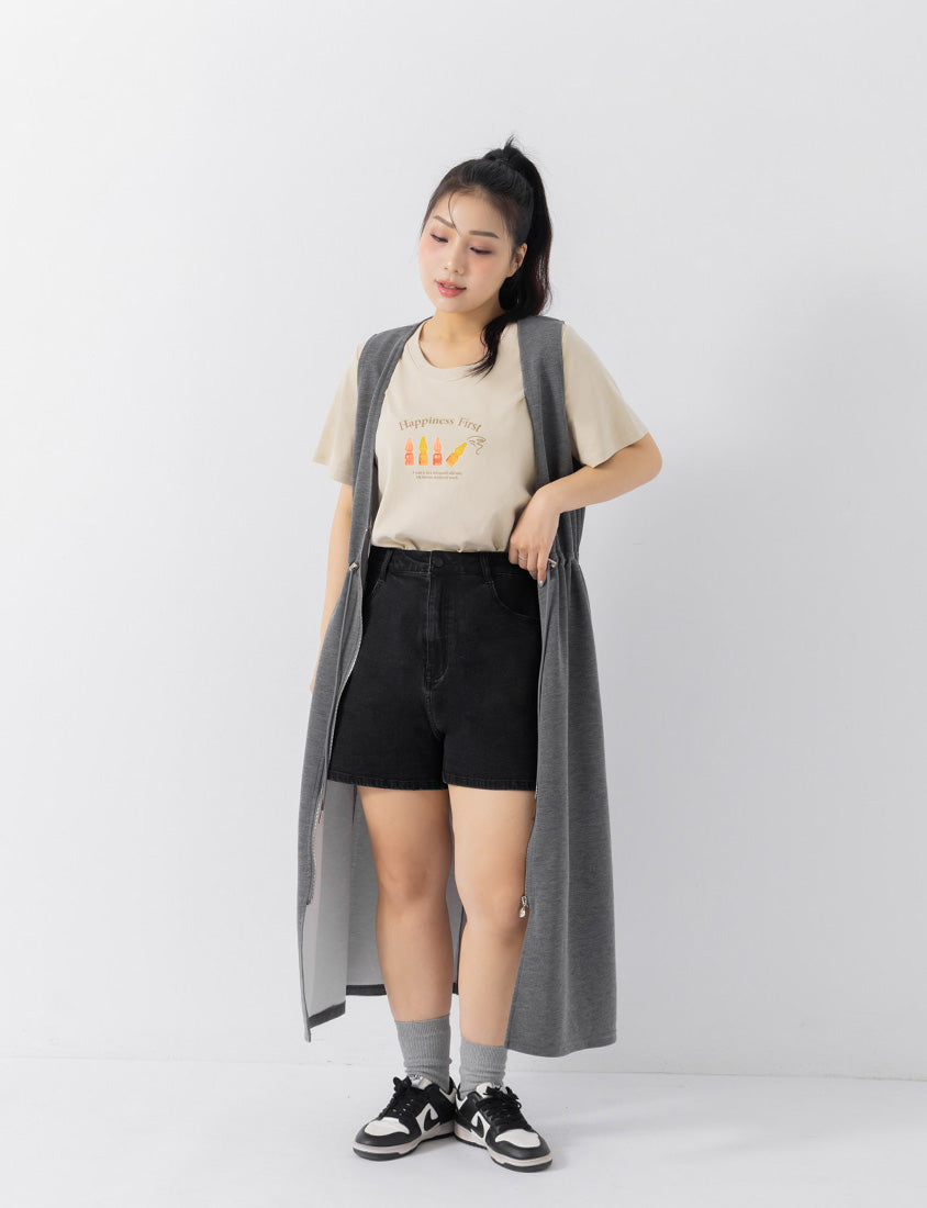 Ultra-Light Space Cotton Zip Front Plus Size Maxi Dress