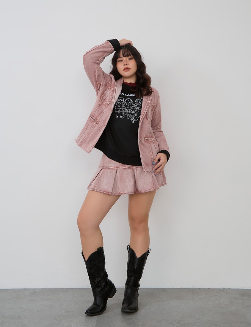 Vintage Washed Denim Plus Size Blazer (Unisex)