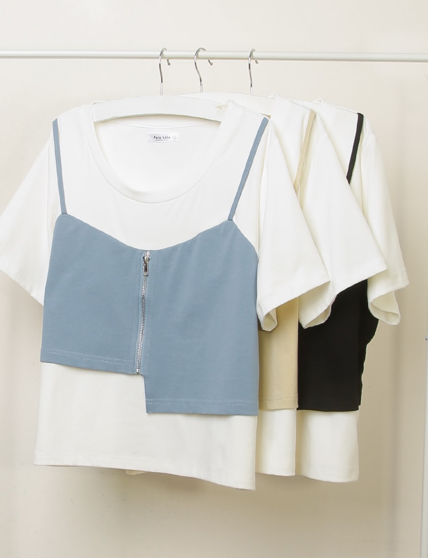 Asymmetric Front Zip Plus Size Layered Tee