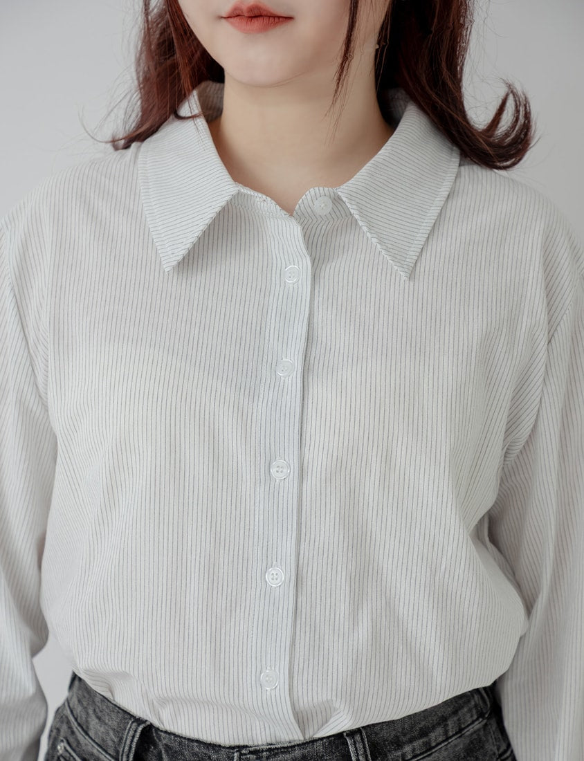 Classic Versatile Plus Size Striped Shirt
