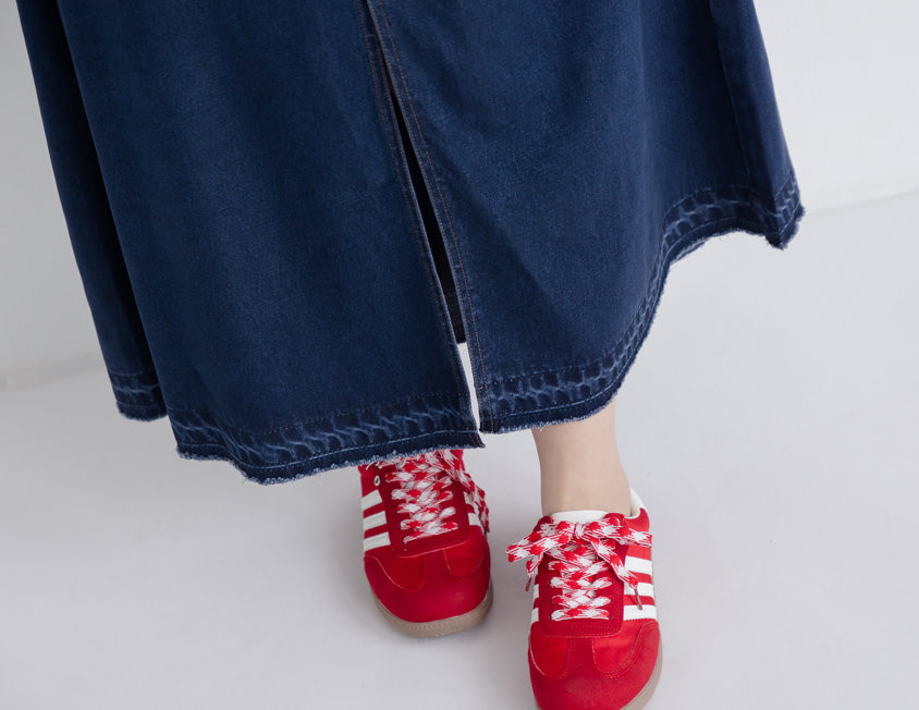 Lyocell Cooling Slit Plus Size Denim Maxi Skirt