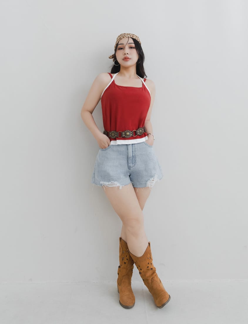 MUA! Edgy Raw-Hem Distressed Plus Size Denim Shorts