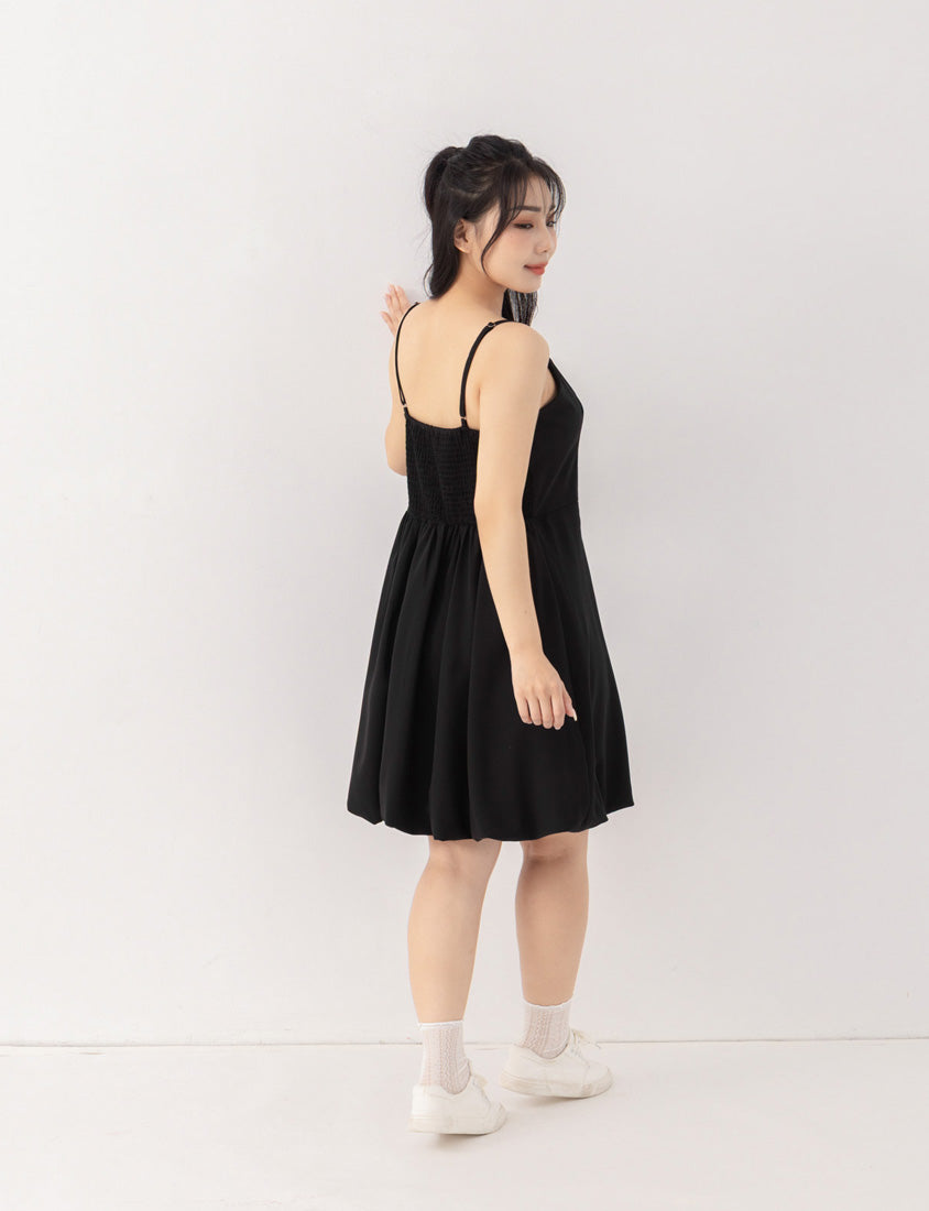 Japanese Style Adjustable Bubble Hem Plus Size Mini Dress
