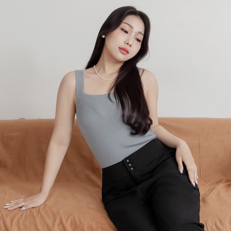 MISS. Ice Silk Lyocell Bra Bulges Support Knit Plus Size Tank Top