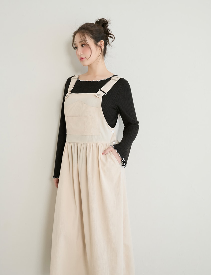 Contrast Lettuce-Edge Jacquard Plus Size Long Sleeve Top