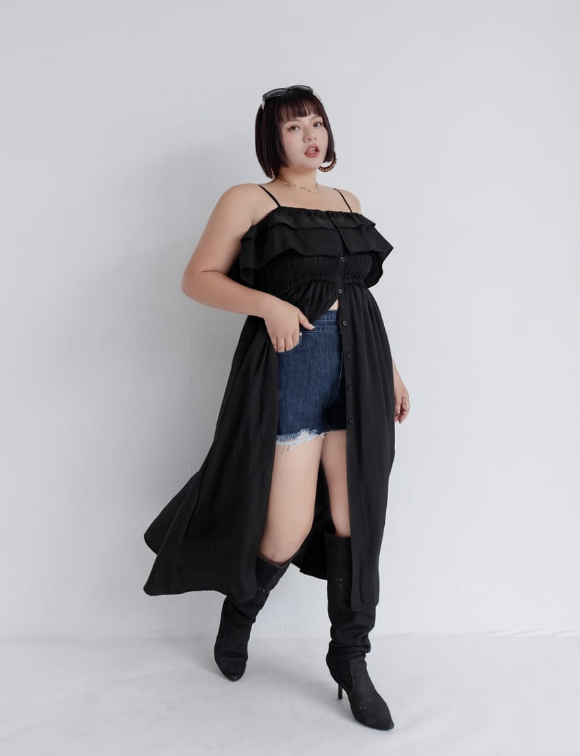 MUA! Ruffle Button Front Plus Size Maxi Dress