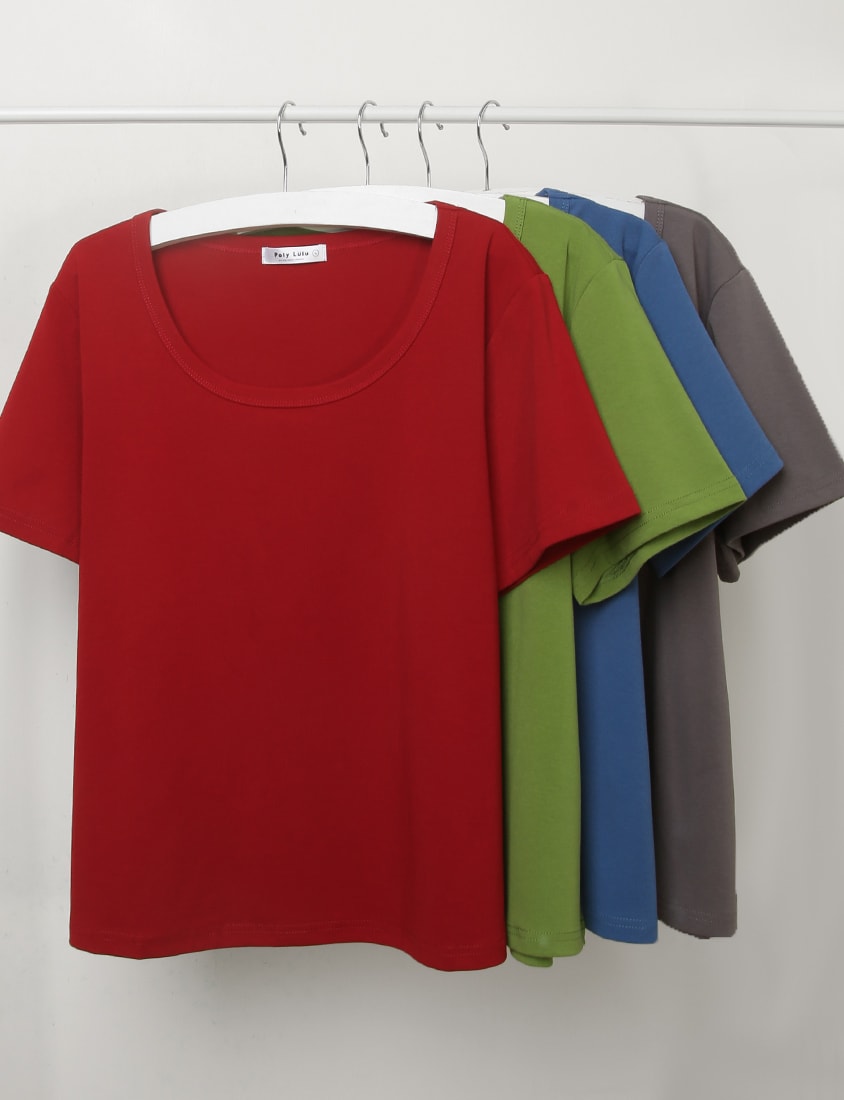 U-Neck Multicolor Plus Size Comfy Slim Tee