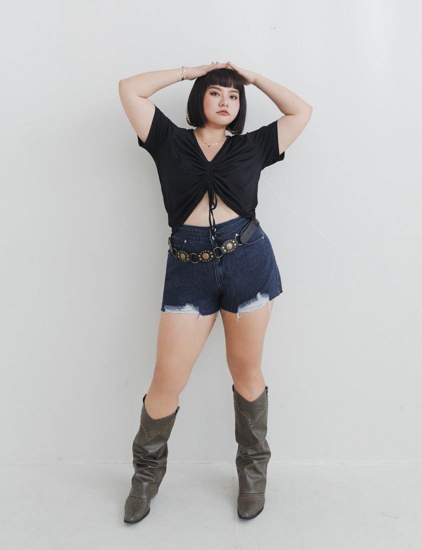 MUA! Edgy Raw-Hem Distressed Plus Size Denim Shorts