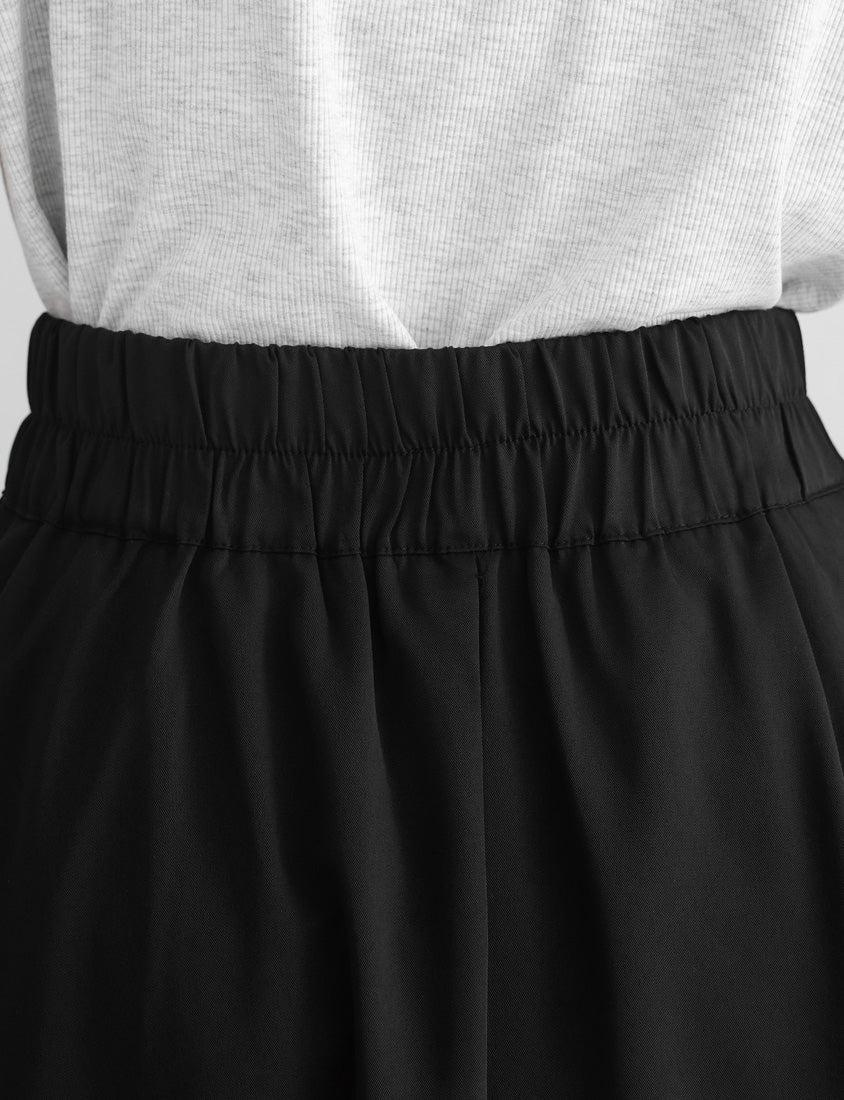 MISS. Elegant Wide Pleated Elastic Back Waist Plus Size Maxi Skirt