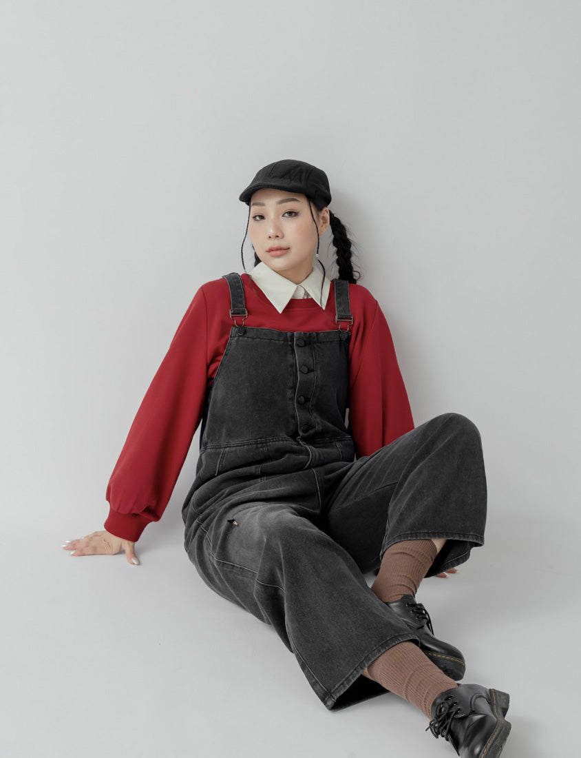 Distressed Button-Up Plus Size Denim Overalls