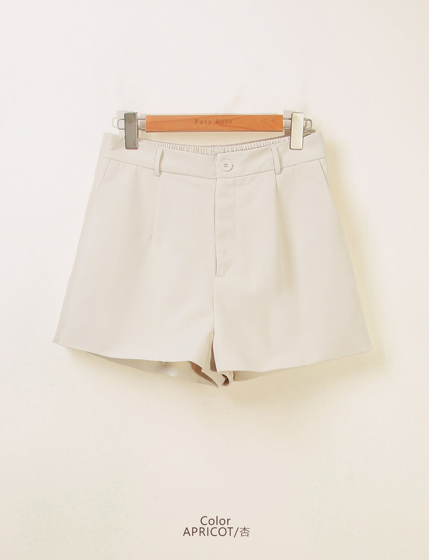MISS. Elegant Back Elastic Waist Plus Size Tailored Shorts