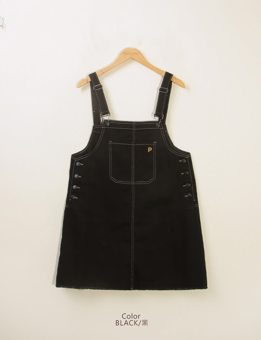 Adjustable Twill Cotton Strap Plus Size Midi Dress