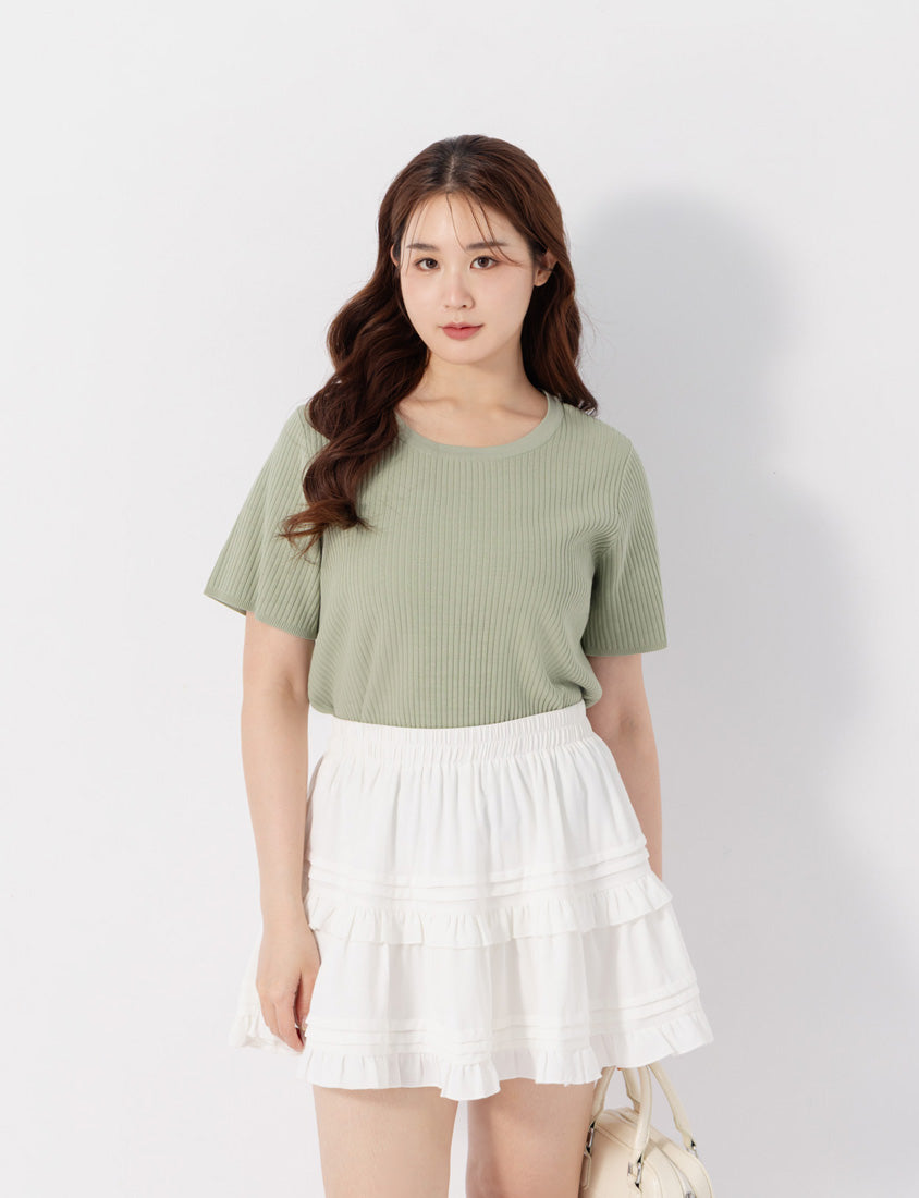 Cooling Lyocell Knit Plus Size Short Sleeve Top