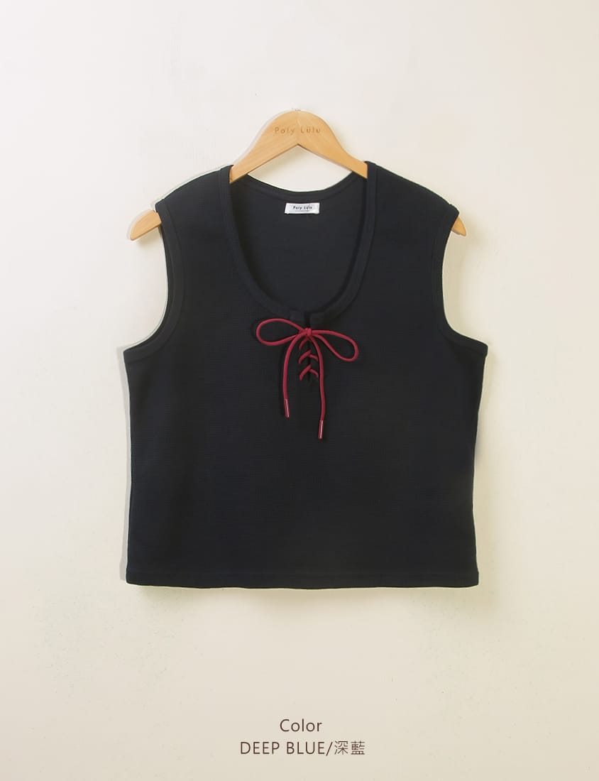 MUA! U-Neck Colorblock Wide-Strap Tie Plus Size Tank