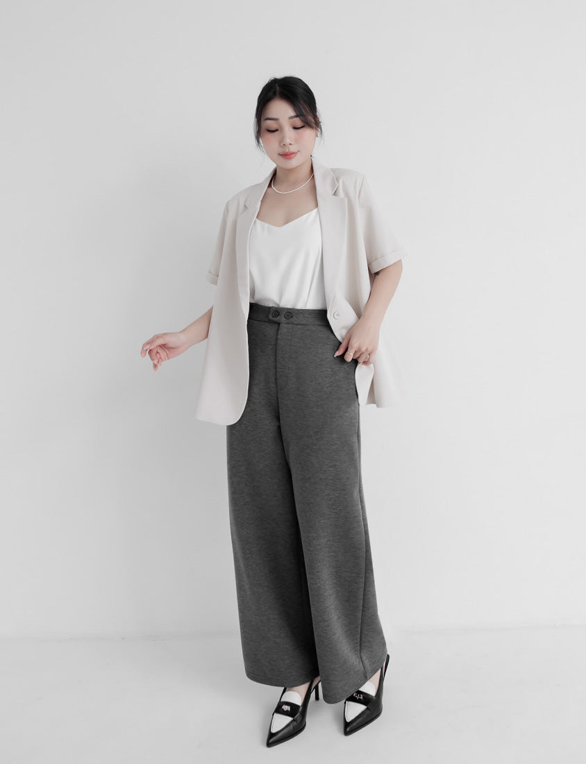 Miss. Space Cotton Back-Elastic Plus Size Straight-Leg Pants