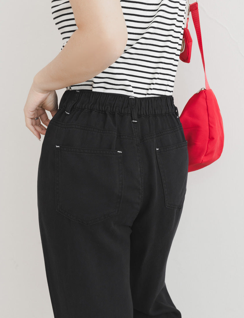 Lyocell Cooling Contrast Stitch Slit Plus Size Wide-Leg Pants