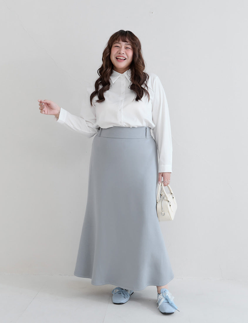 Cloud Cotton Elastic Back Waist Plus Size Mermaid Maxi Skirt