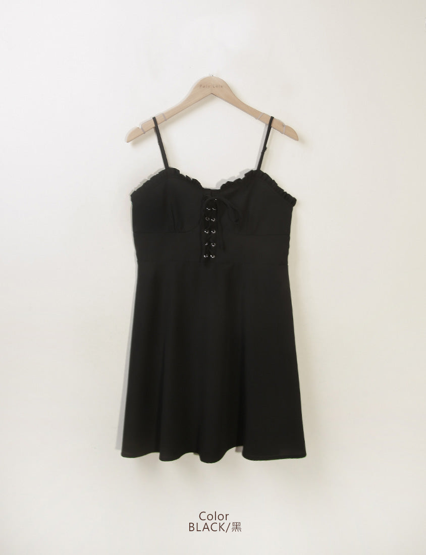 MUA! Ruffle Corset Adjustable Plus Size Mini Dress