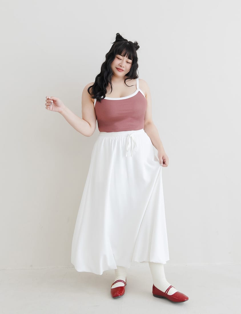 Sweet Cloud Cotton Drawstring Plus Size Maxi Skirt