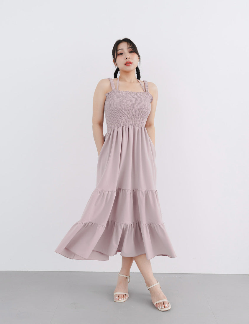Ruffle Trim Smocked Tiered Plus Size Maxi Dress