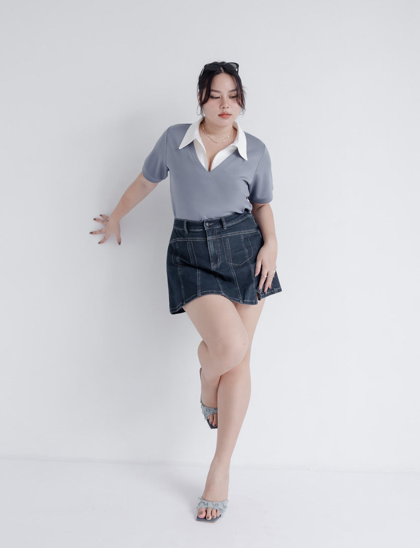 MUA! Sexy Stitching A-Line Plus Size Denim Skirt (with Shorts)