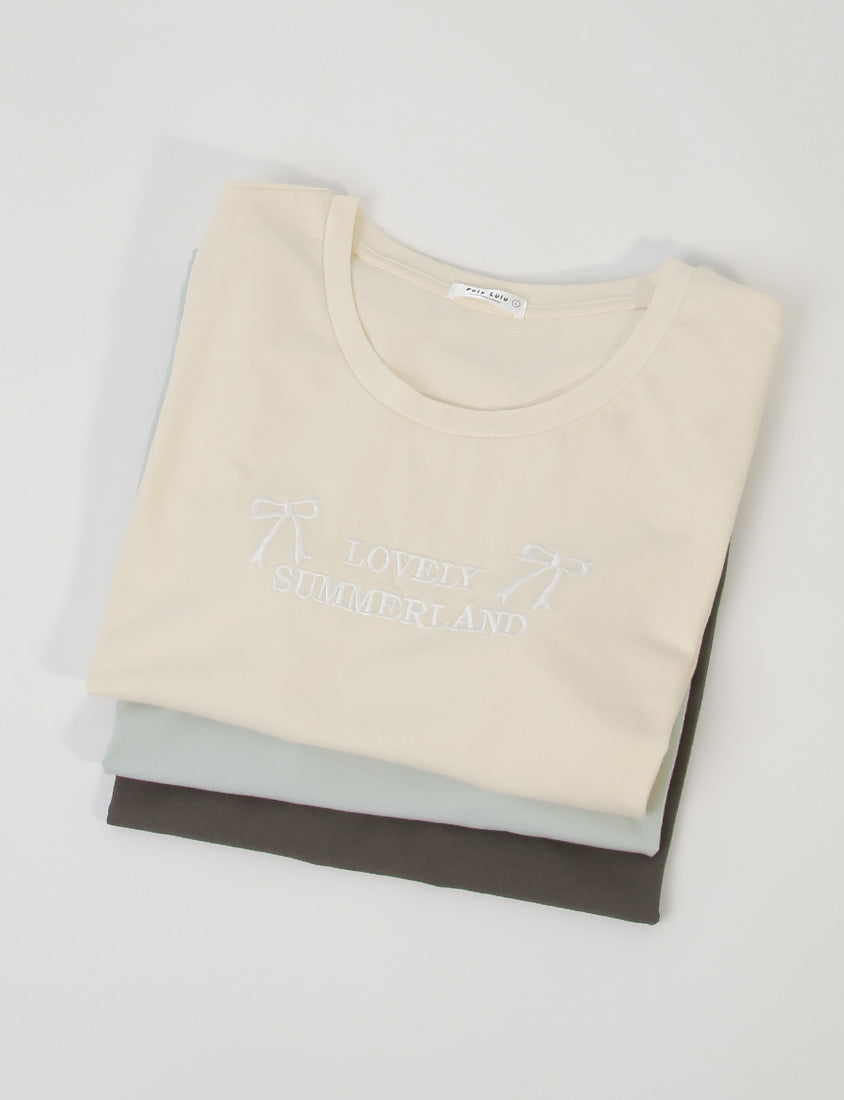 Sweet Bow Embroidery Plus Size Tee