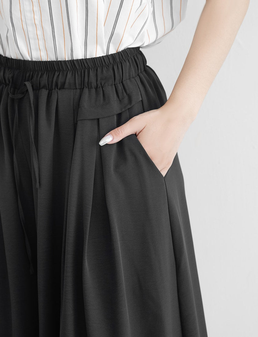 Full Elastic Waist Chiffon Plus Size Wide-Leg Pants