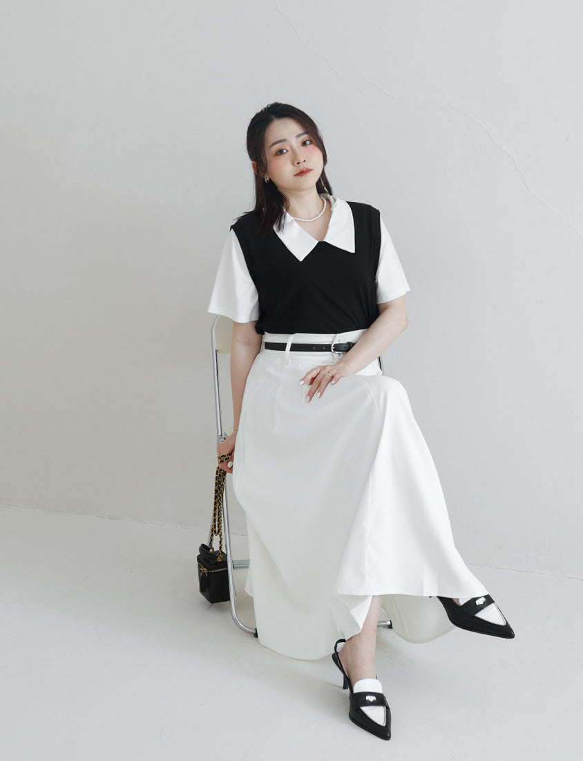 MISS. Lyocell Cooling Faux Two-Piece Plus Size Top