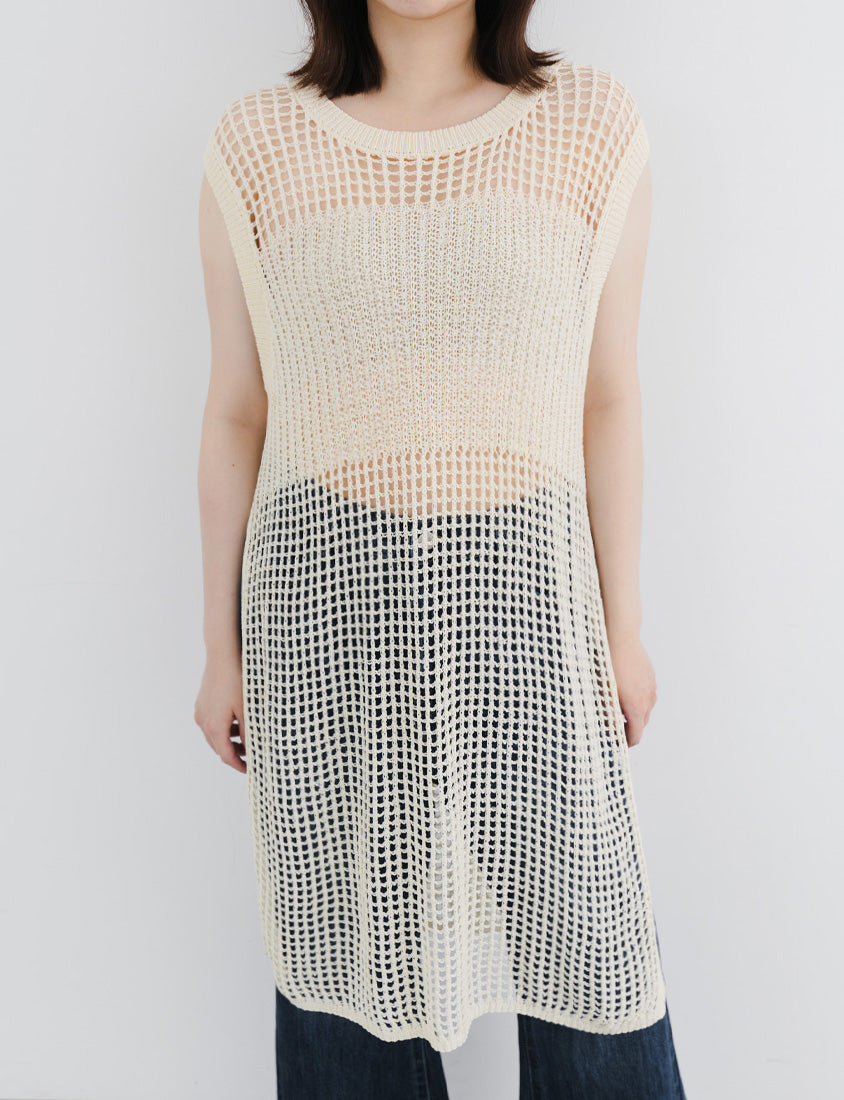 Japanese Style Side Slit Long Knit Plus Size Vest