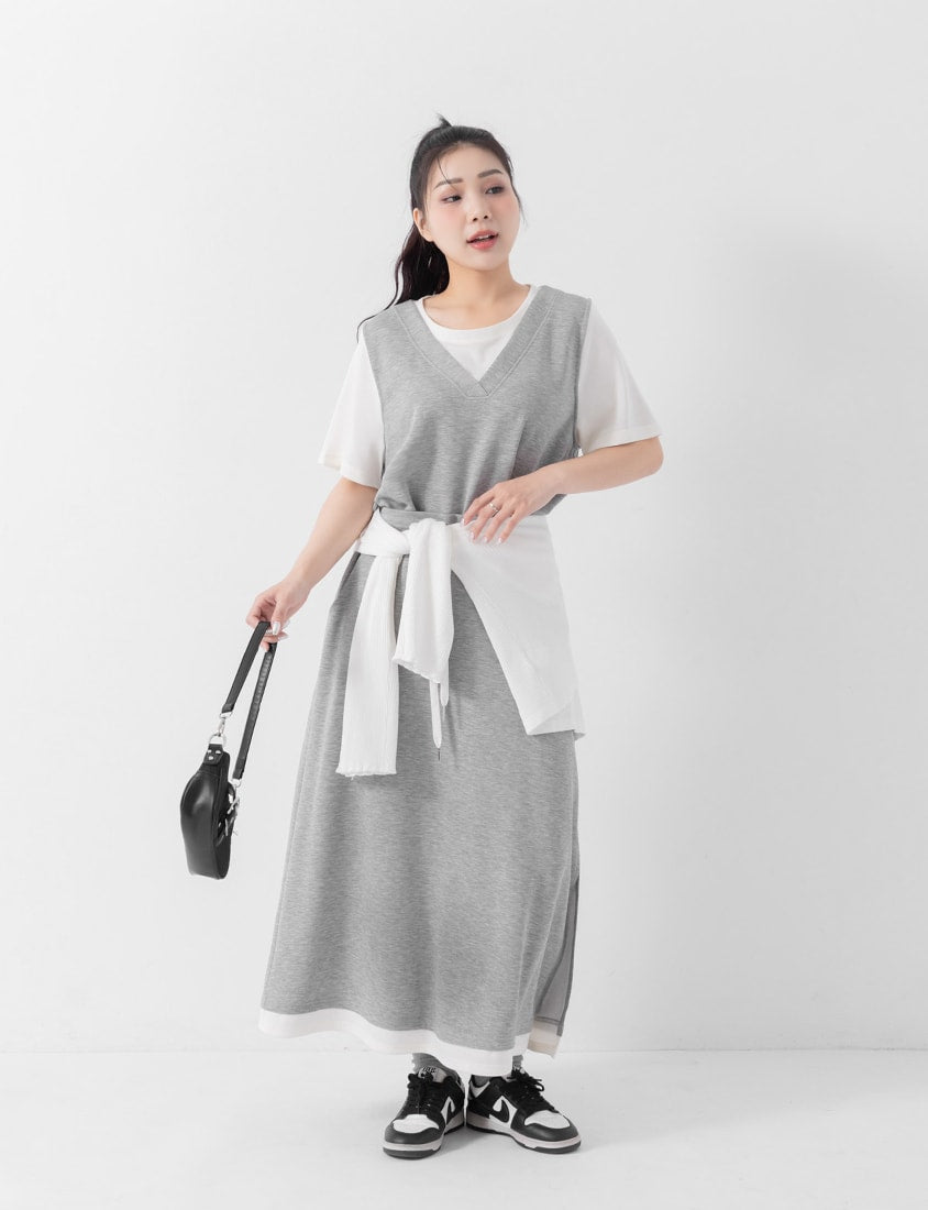 COOL PRO+ Space Cotton Faux Two-Piece Plus Size Top