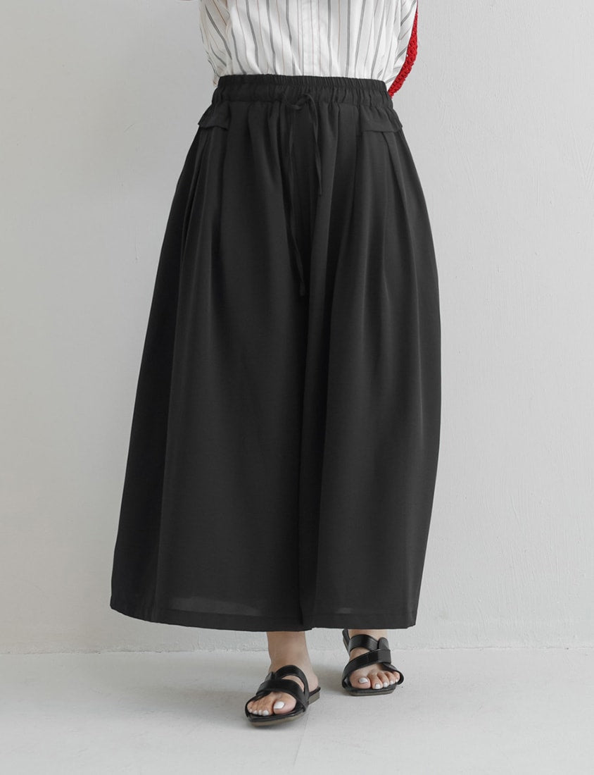 Full Elastic Waist Chiffon Plus Size Wide-Leg Pants