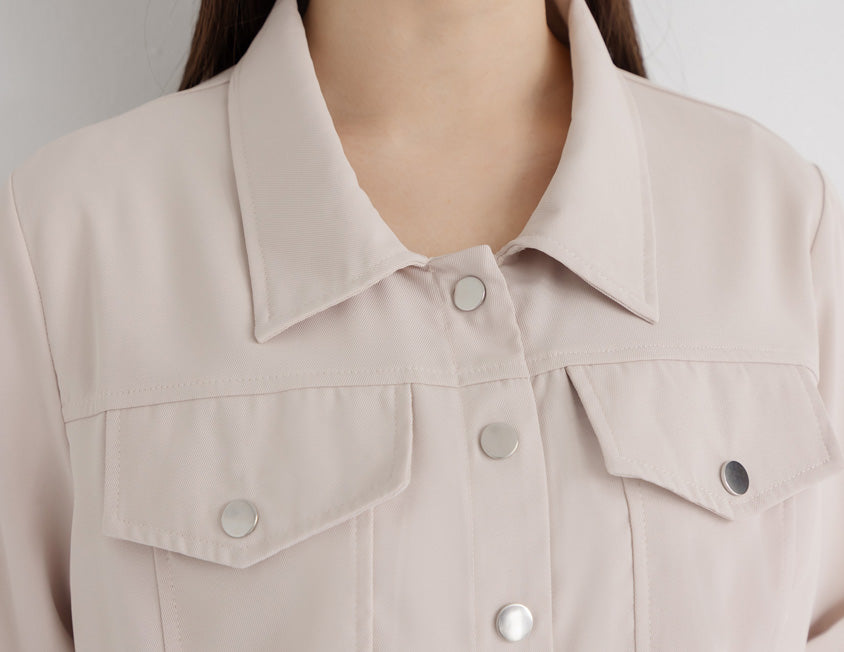 Curved Hem Stitched Plus Size Cuffed Shirt