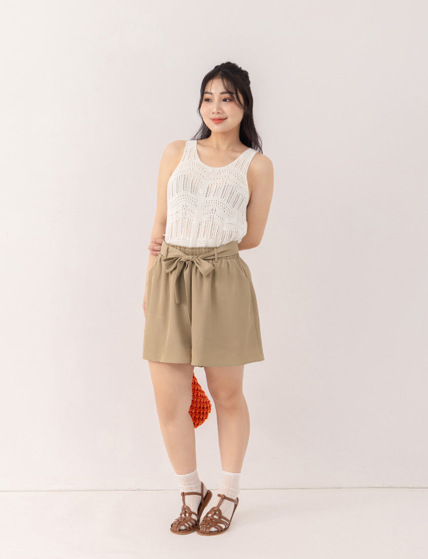Floral Ruffled Elastic Waist Flowy Plus Size Mini Skort  (With Waist Tie)