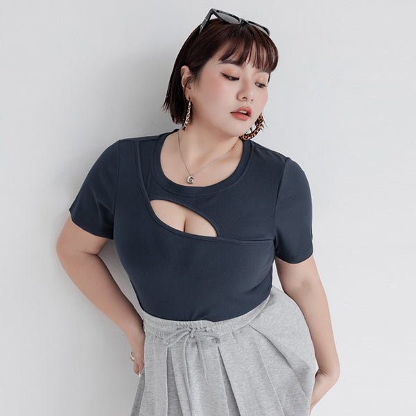 MUA! Sexy Cut-out Ribbed Plus Size Top