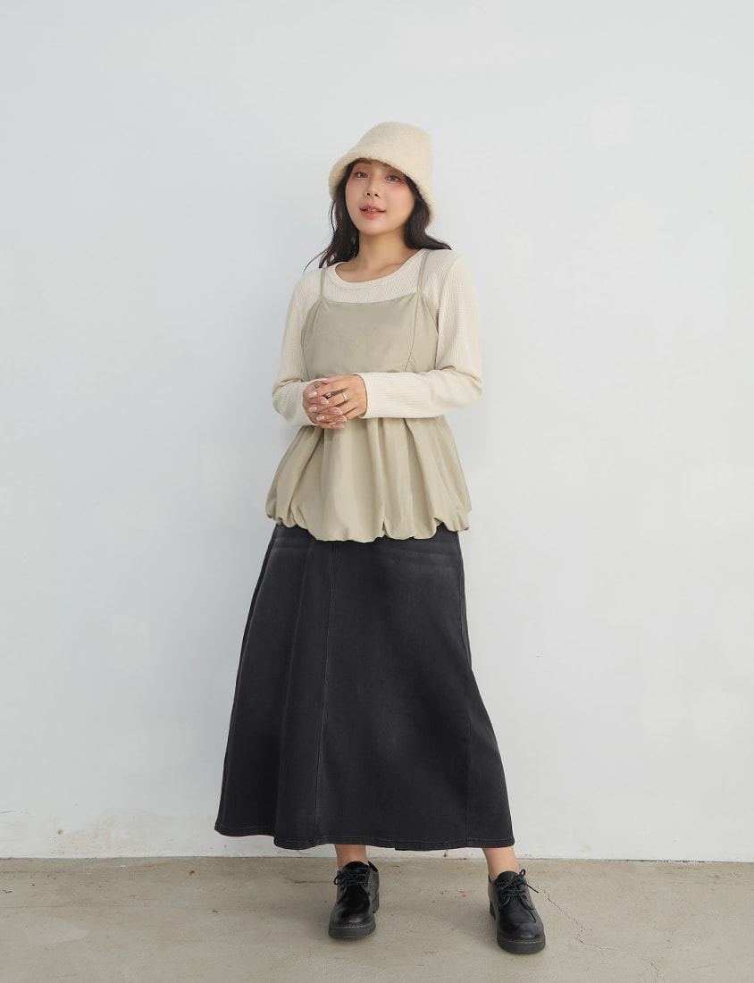 Adjustable Back Hollow Cut Plus Size Bubble Hem Cami Top