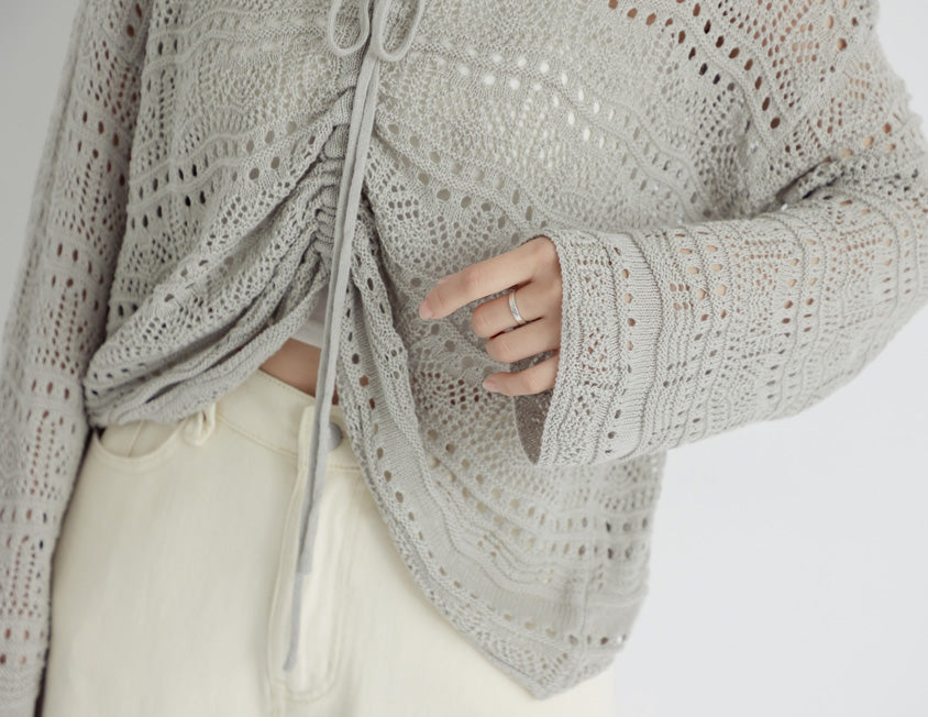 Two-Way Front-Tie Drawstring Plus Size Knit Top