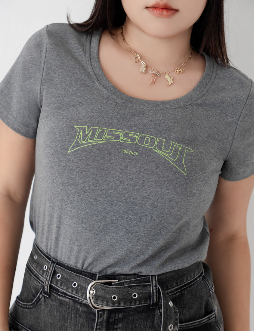 MUA! Colorblock Graphic Crewneck Plus Size Short Sleeve Tee