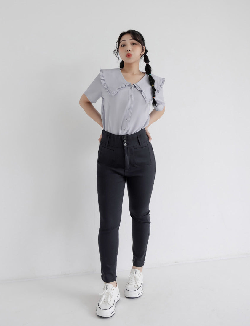 High Waist Tummy-Flattering Plus Size Slimming Pants (Three Buttons)