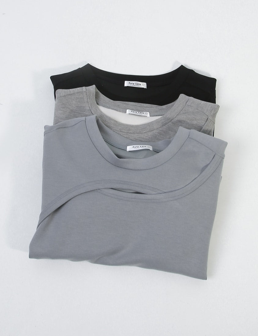 MUA! Cloud Cotton Front Cut-Out Plus Size Long Sleeve Top