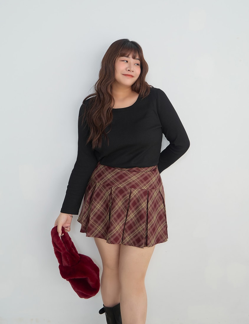 Casual Versatile Waffle Knit Plus Size Long Sleeve Top