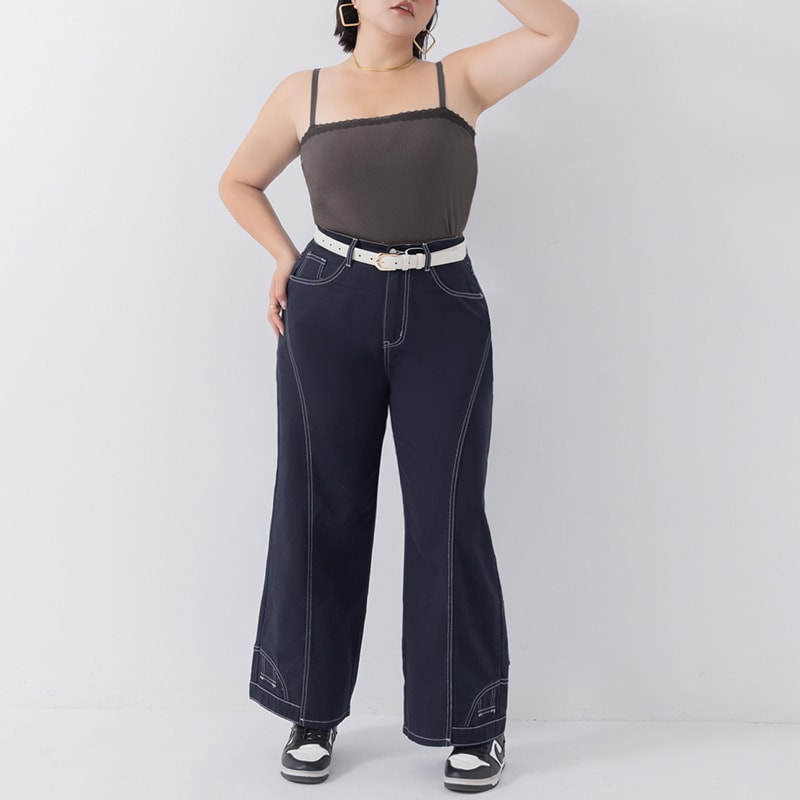 MUA! Inverted Seam Plus Size Straight-Leg Wide Pants