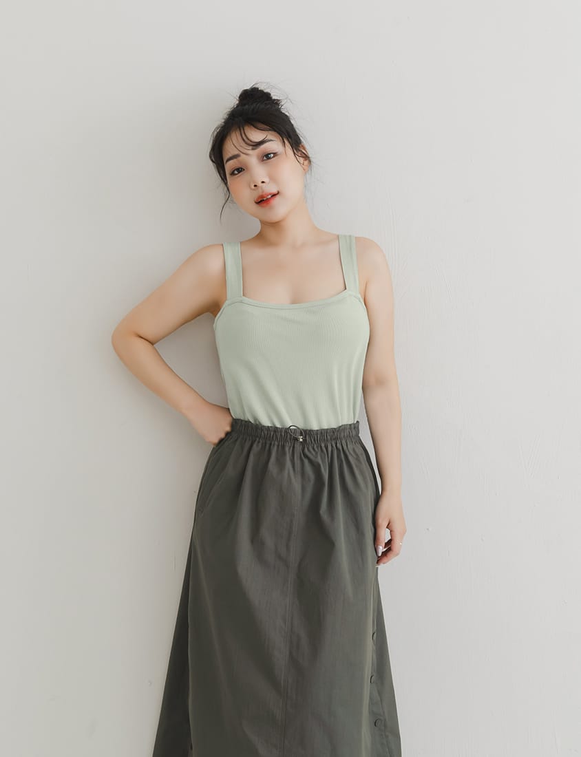 Ribbed Wide Strap Wavy Edge Plus Size Tank Top